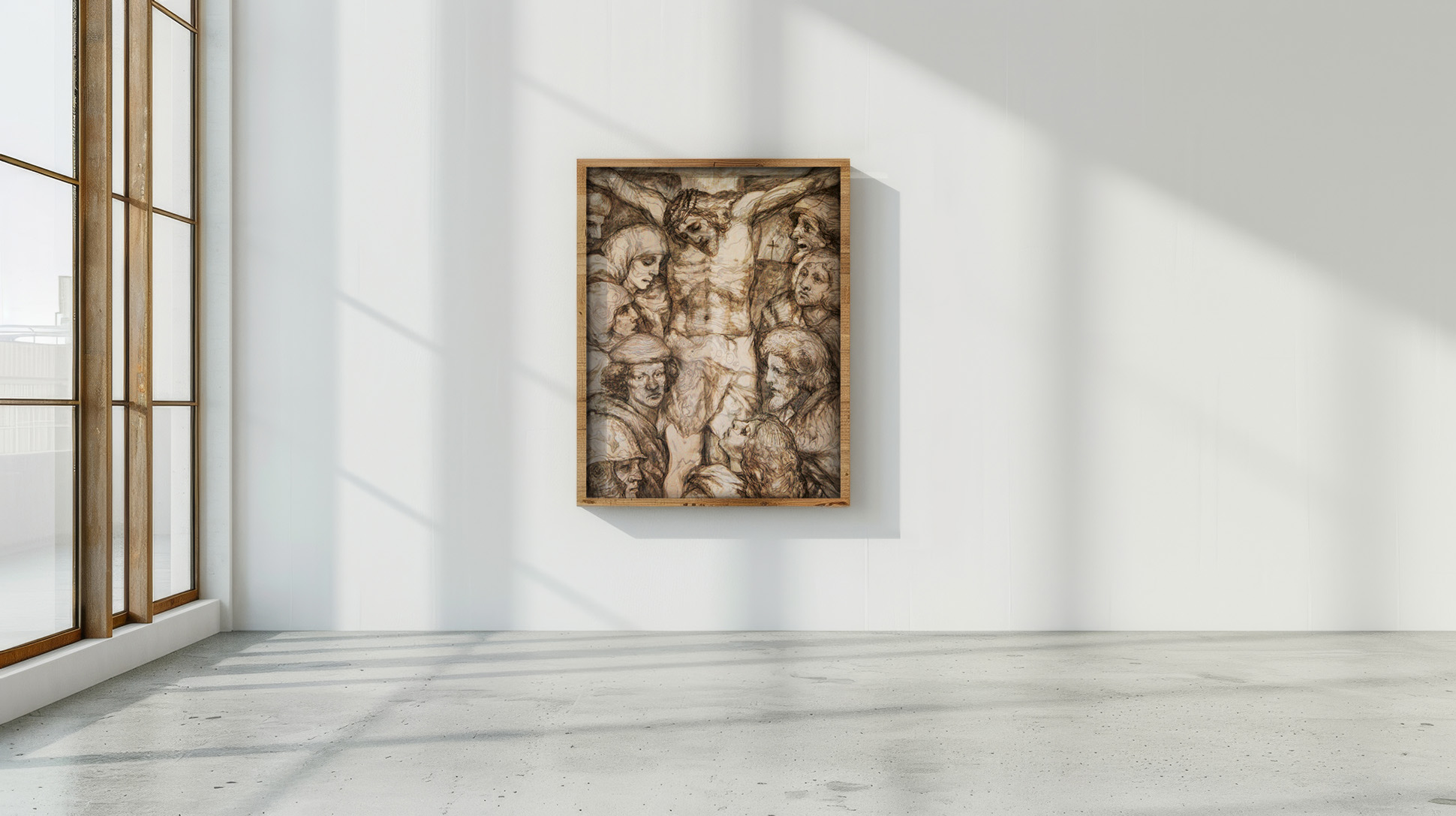 Jesus stirbt am Kreuz-Der Kreuzweg in 14 Stationen als Holzmalerei von Helmut Frelke