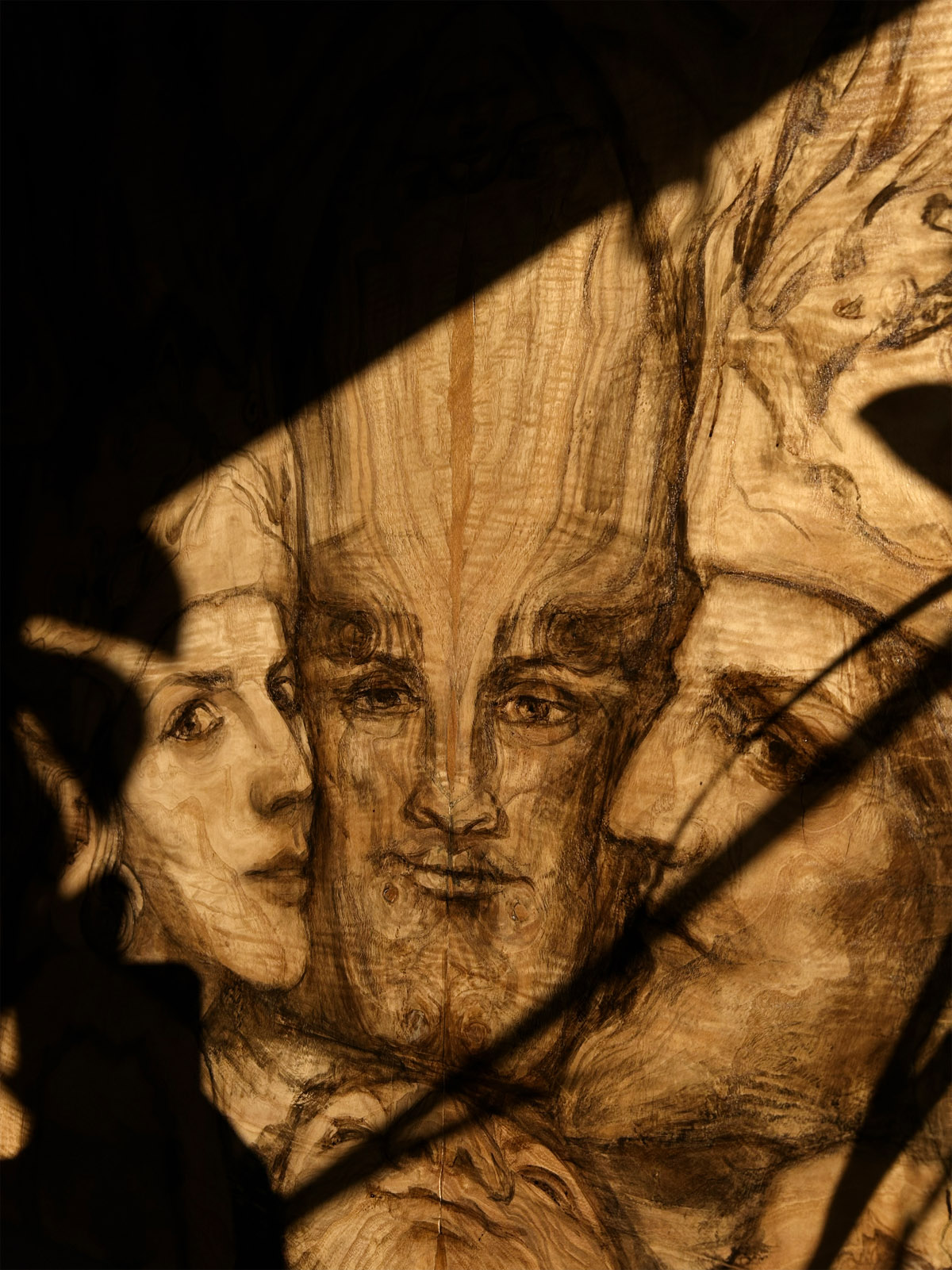 Holzmalerei von Helmut Frelke – Gemälde auf Holzfurnier