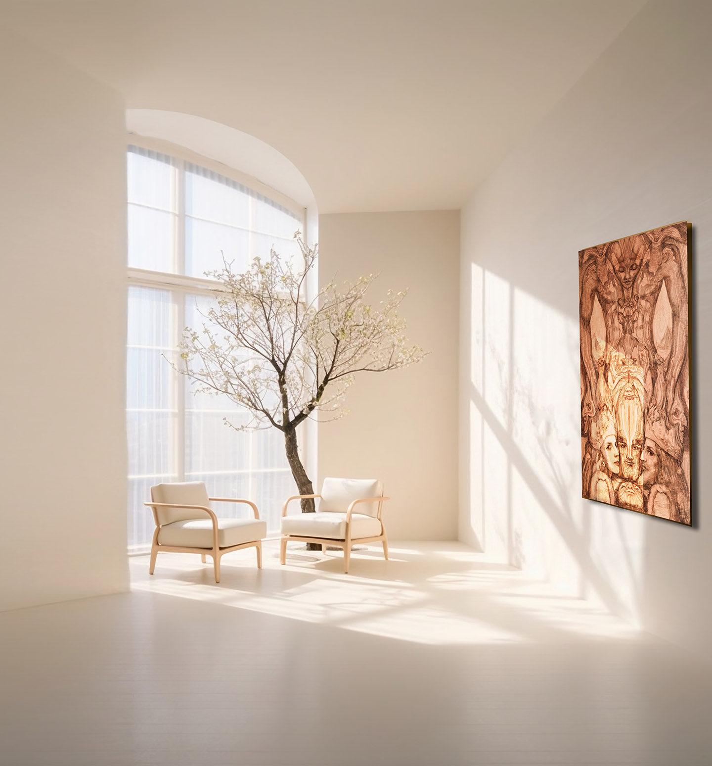 Engelsfigure auf Holz gemalt von Helmut Frelke