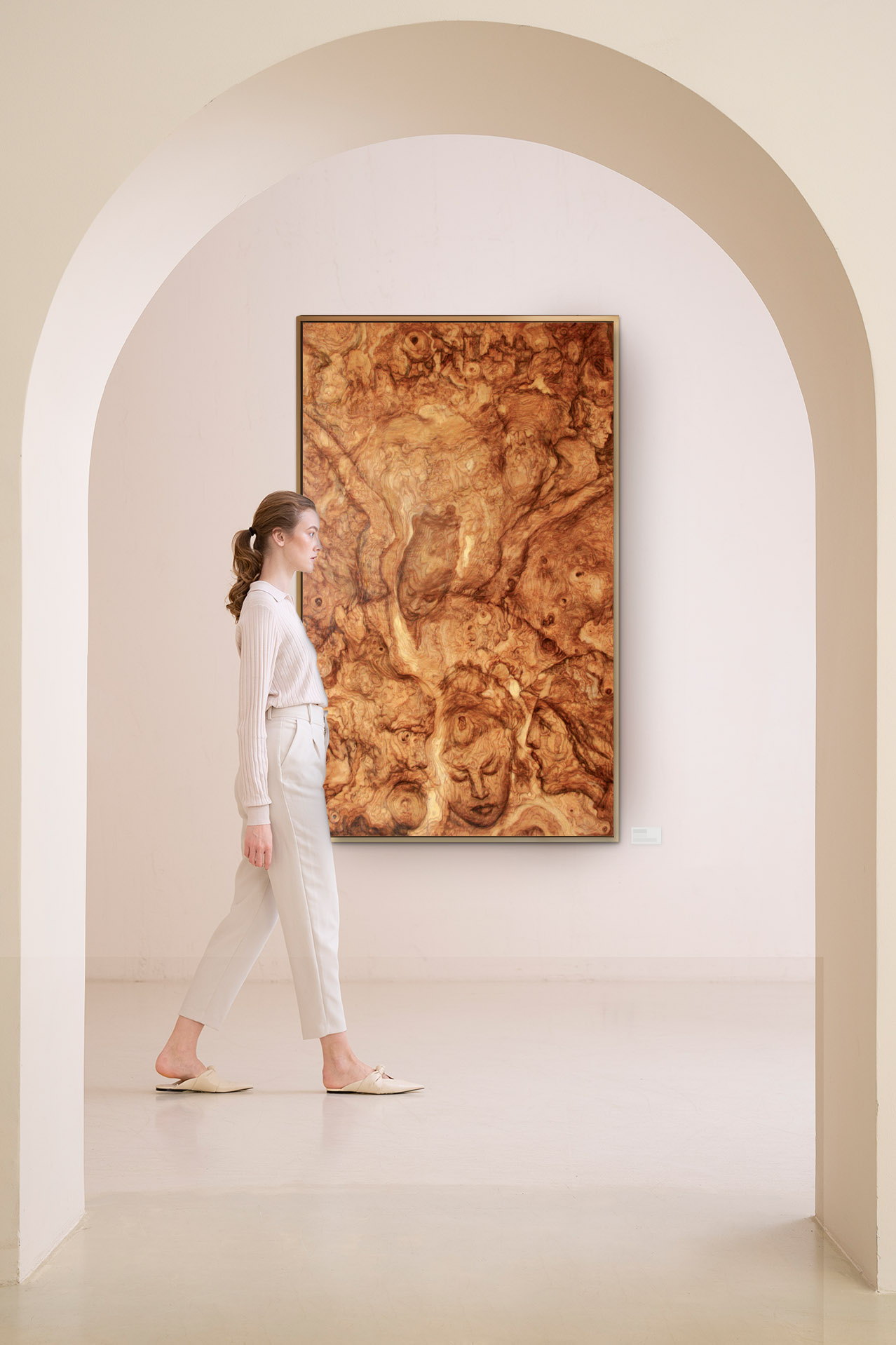 Lot und seine Töchter auf Holz gemalt im Gemäldestil auf edel Holzfurnier.