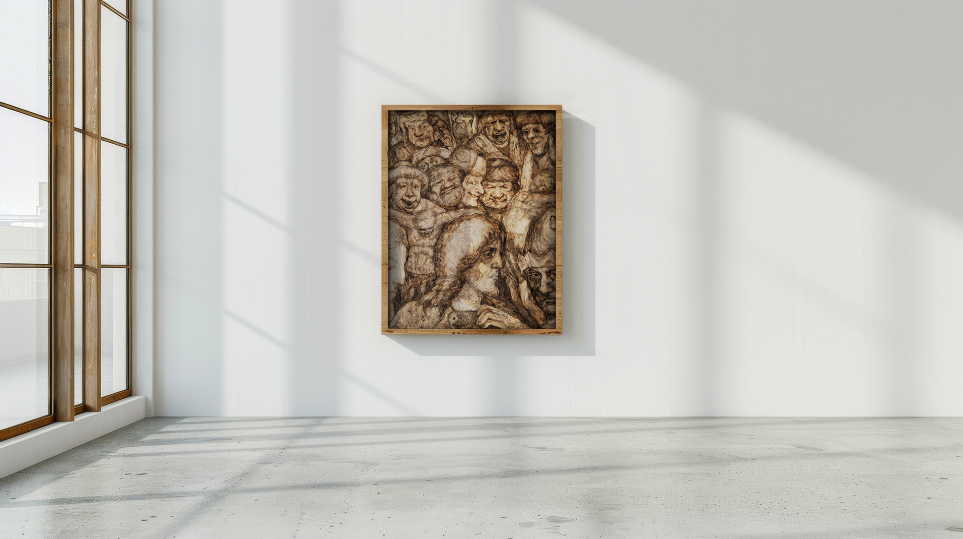 Holztafel von Helmut Frelke Jesus wird zum Tode verurteilt