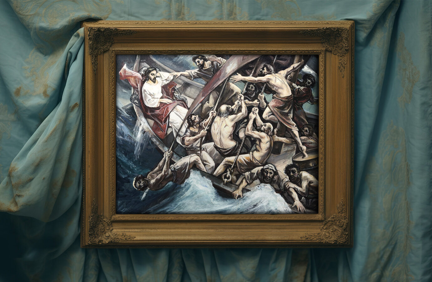 „Sturm auf dem See Genezareth“ – Gemälde von Helmut Frelke aus dem biblischen Lebenswerk-Zyklus